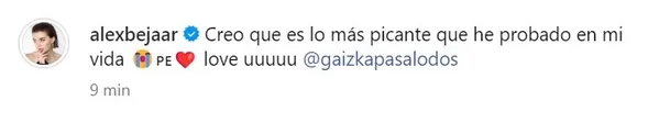 Comentario Alex Béjar tras realizar reto viral/Foto: Instagram Comentario Alex Béjar tras realizar reto viral/Foto: Instagram