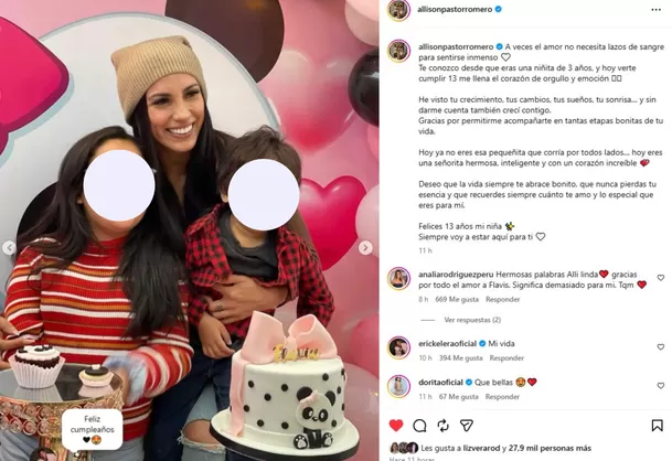 Allison Pastor conmovió con mensaje de cumpleaños a Flavia Elera / Instagram: @allisonpastorromero