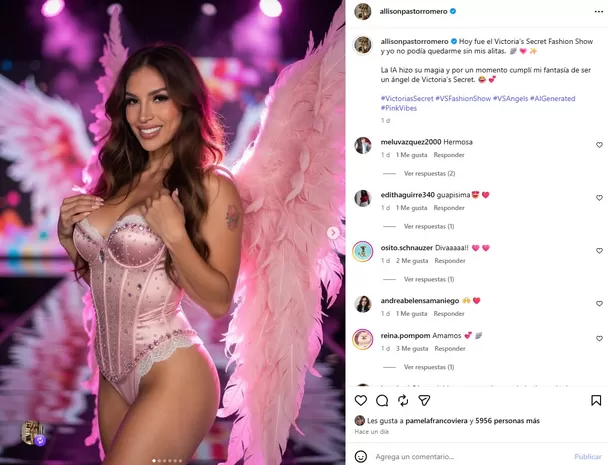 ¡Se imaginó como uno de los famosos ángeles y lo hizo realidad con ayuda de la tecnología! Allison Pastor sorprendió al mostrar su transformación digital con lencería rosada y enormes alas de plumas Allison Pastor. Foto: IG allisonpastorromero ¡Se imaginó como uno de los famosos ángeles y lo hizo realidad con ayuda de la tecnología! Allison Pastor sorprendió al mostrar su transformación digital con lencería rosada y enormes alas de plumas Allison Pastor. Foto: IG allisonpastorromero