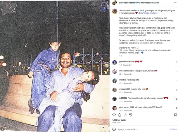 El mensaje de Allison Pastor a su padre Martín. Foto: IG @allisonpastorromero