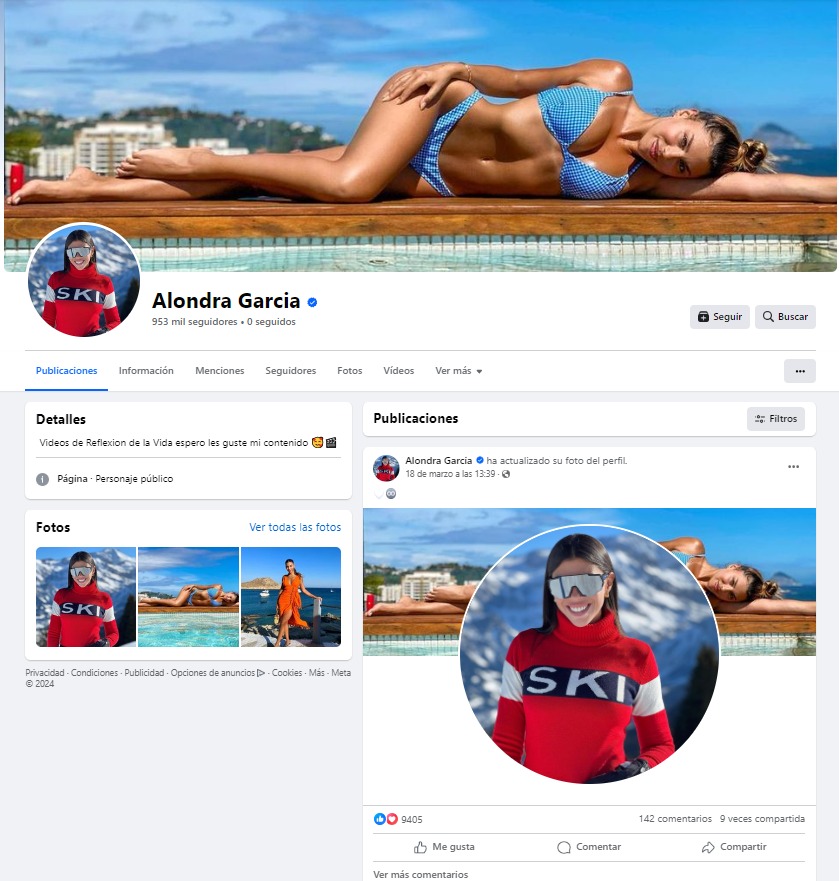 Página oficial de Facebook de Alondra García Miró. 