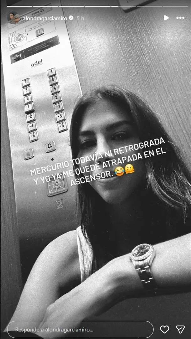 Alondra García Miró pasó terrible susto dentro de ascensor/ Captura Alondra García Miró pasó terrible susto dentro de ascensor/ Captura