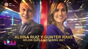 Alvina Ruiz y Gunter Rave ganan premio a ‘Mejor dupla del noticiera 2021’