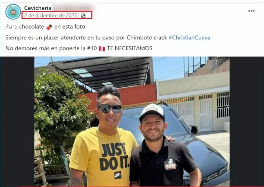 Esta fotografía fue tomada el 2 de diciembre pasado y detrás muestra la fachada de la casa de Pamela Franco en Chimbote/Foto: Facebook