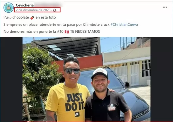 Esta fotografía fue tomada el 2 de diciembre pasado y detrás muestra la fachada de la casa de Pamela Franco en Chimbote/Foto: Facebook