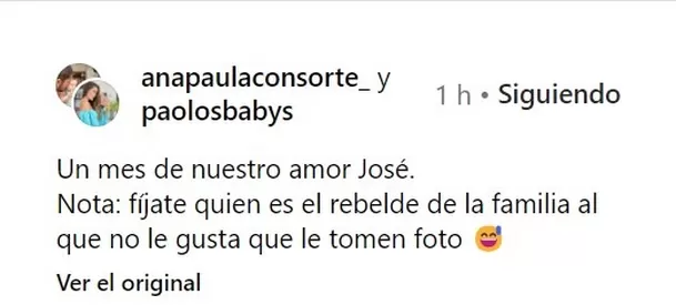 Mensaje de Ana Paula Consorte en Instagram/Foto: Instagram