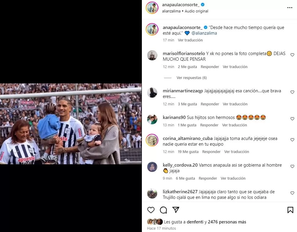 Ana Paula Consorte feliz por regreso de Paolo Guerrero a Alianza Lima / Instagram