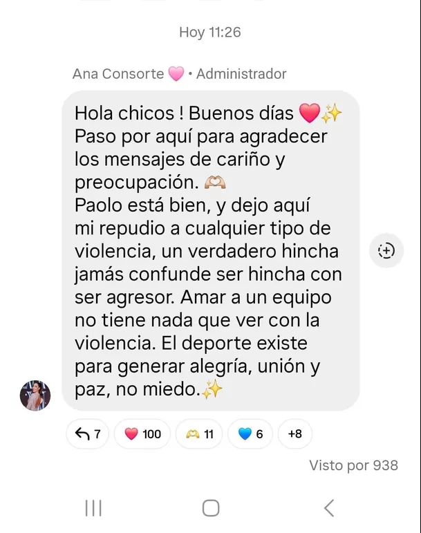 Ana Paula Consorte molesta por agresión a Paolo Guerrero / Instagram