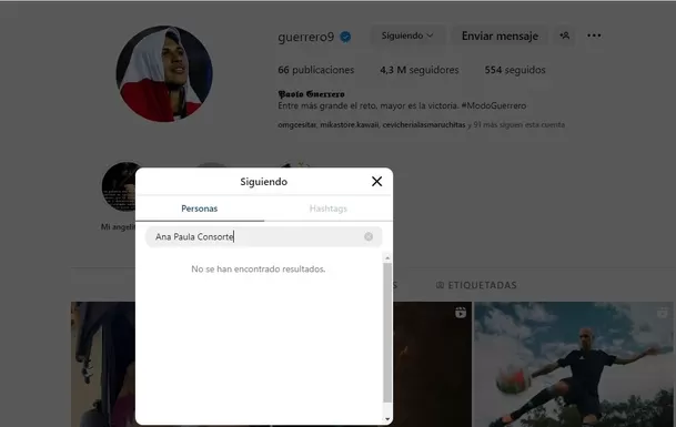 Paolo Guerrero dejó de seguir a Ana Paula Consorte/Foto: Instagram