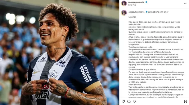 La emotiva carta de Ana Paula Consorte a Paolo Guerrero / Instagram