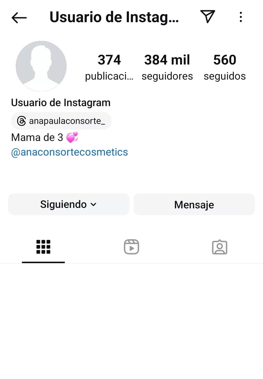 Así luce la cuenta de Instagram de Ana Paula Consorte. Fuente: Instagram