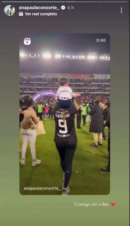 Mensaje de Ana Paula Consorte en apoyo a Paolo Guerrero/Foto: Instagram