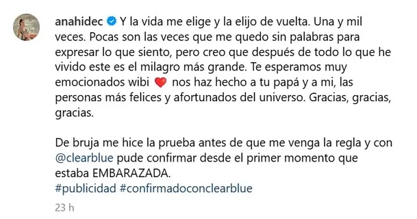 Mensaje de Anahí de Cárdenas dirigido a sus amigos/Foto: Instagram