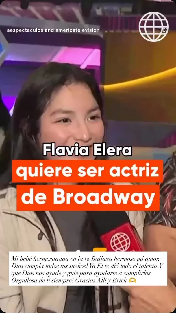 Analía Rodríguez dedicó un emotivo mensaje a Erick Elera y Allison Pastor luego de que Flavia Elera apareciera en Mande quien mande y contara sus planes para convertirse en actriz de Broadway Video: Instagram @analiarodriguezperu Analía Rodríguez dedicó un emotivo mensaje a Erick Elera y Allison Pastor luego de que Flavia Elera apareciera en Mande quien mande y contara sus planes para convertirse en actriz de Broadway Video: Instagram @analiarodriguezperu