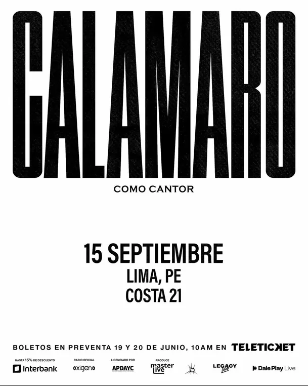 Andrés Calamaro regresa a Lima con todos sus éxitos / IG: @masterliveperu Andrés Calamaro regresa a Lima con todos sus éxitos / IG: @masterliveperu
