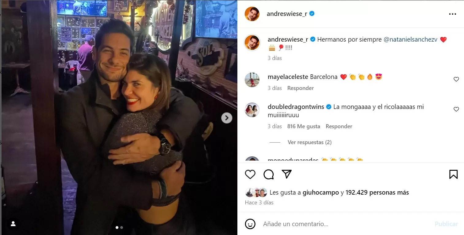 Andrés Wiese se mostró más que feliz de reencontrarse con Nataniel Sánchez en España/ Foto: Instagram