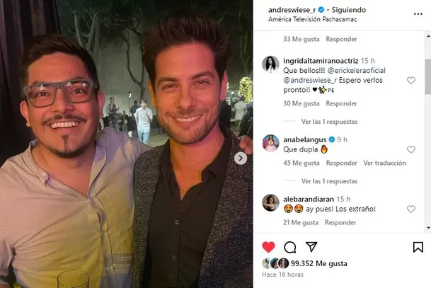 El reencuentro de Andrés Wiese y Erick Elera / Instagram