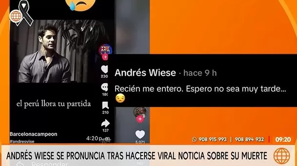 Andrés Wiese reacciona a falsa noticia sobre su muerte / Captura