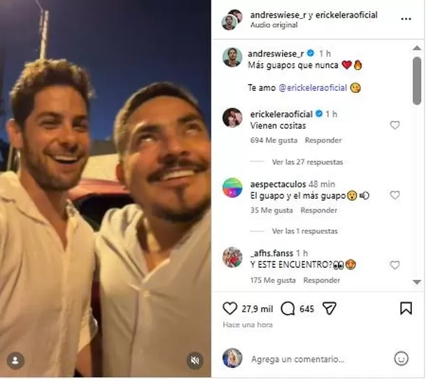 Andrés Wiese y Erick Elera protagonizaron emotivo reencuentro / Instagram