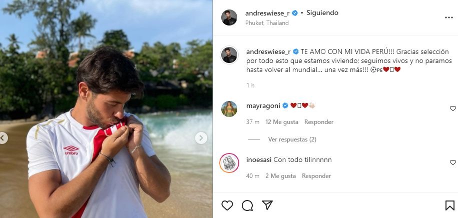 Andrés Wiese y su eufórica celebración desde Tailandia por el triunfo de Perú 