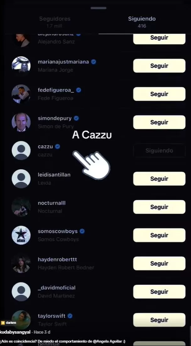 Ángela Aguilar dejó de seguir a Cazzu en redes tras ser expuesta por usuarios / TikTok @betza_reyes1