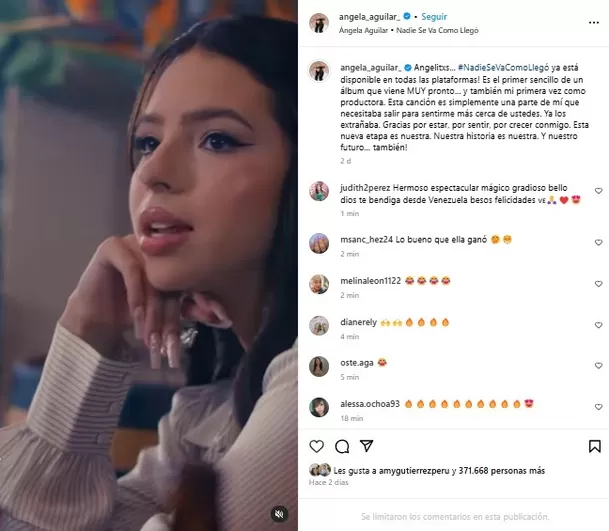 Nuevo sencillo de Ángela Aguilar la coloca en el ojo del huracán por hablar de los "amantes". Fuente: Instagram