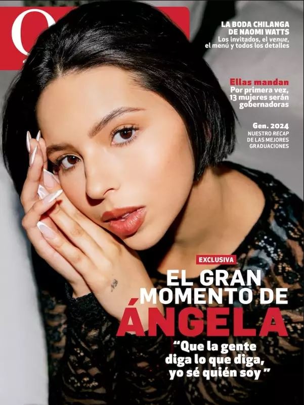 Ángela Aguilar concedió una entrevista para la revista Quien y lució el tatuaje que se hizo en honor a Christian Nodal/Foto: Quién