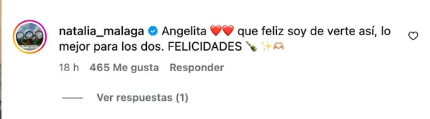 Natalia Málaga felicitó a Ángela Leyva por su compromiso. Foto: Instagram