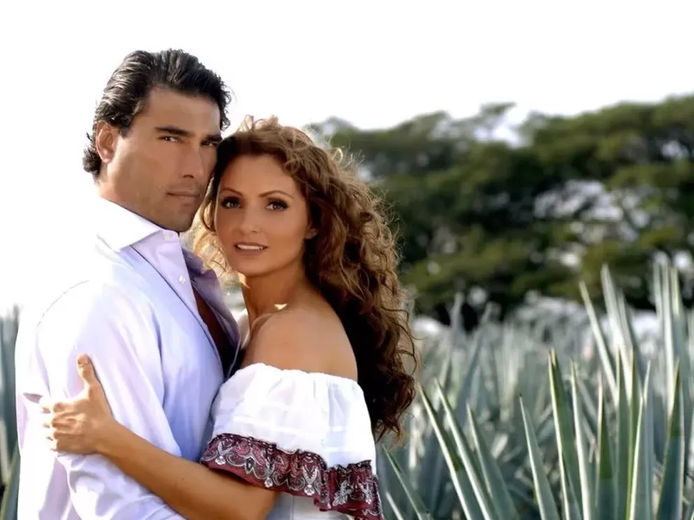 Angélica Rivera con Eduardo Yáñez en 'Destilando amor'. Fuente: Televisa