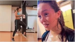 Angie Arizaga se ejercita para recuperar figura tras embarazo. Fuente: Instagram