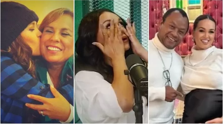 Angie Arizaga lloró al revelar que sus padres se separaron. Fuente: Youtube Radio Felicidad/ Instagram Angie Arizaga lloró al revelar que sus padres se separaron. Fuente: Youtube Radio Felicidad/ Instagram