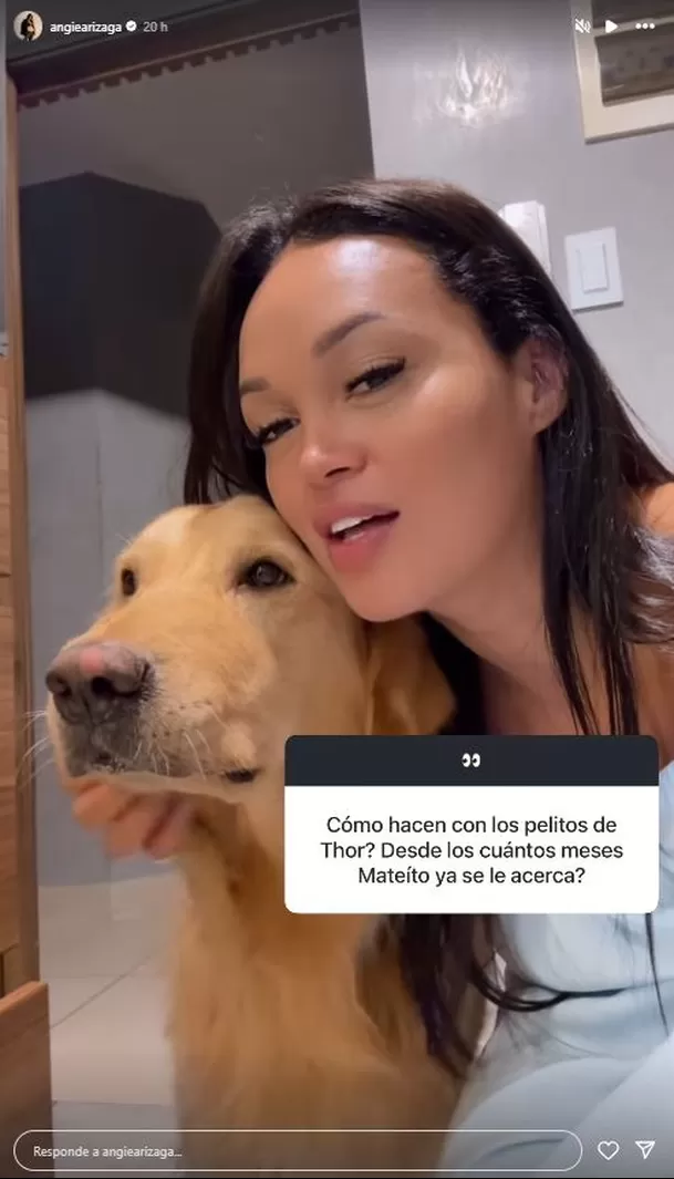 Angie Arizaga reveló las medidas que tomó con su perro tras nacimiento de su hijo. Fuente: Instagram Angie Arizaga reveló las medidas que tomó con su perro tras nacimiento de su hijo. Fuente: Instagram