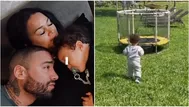 Angie Arizaga y Jota Benz celebraron que su hijo ya camina solo