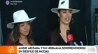 Angie Arizaga y su hermana sorprendieron en desfile de modas