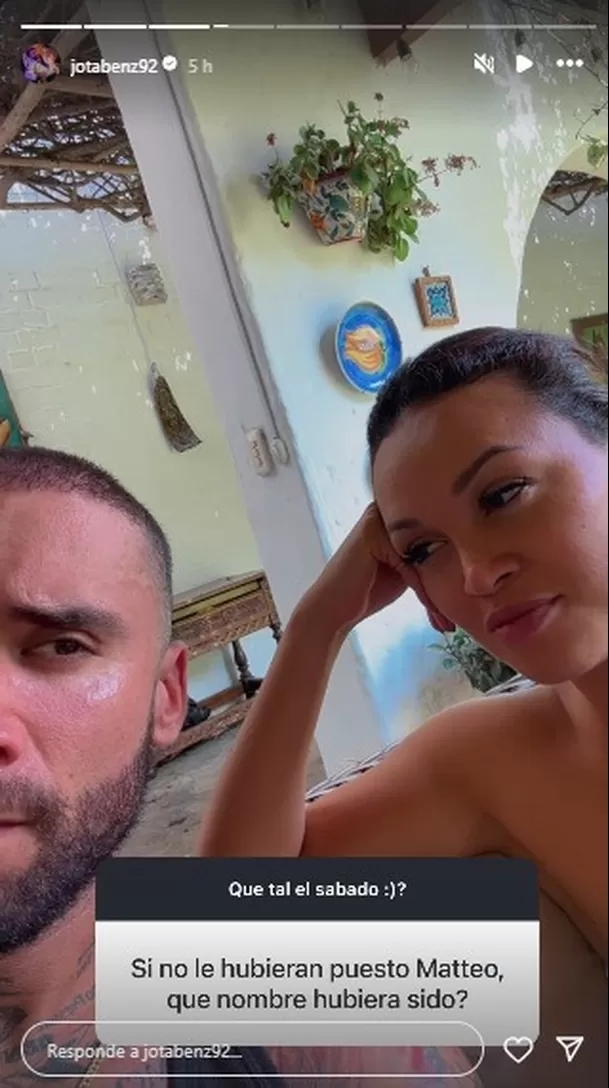 Angie Arizaga y Jota Benz revelaron qué otro nombre iban a ponerle a su hijo. Fuente: Instagram Angie Arizaga y Jota Benz revelaron qué otro nombre iban a ponerle a su hijo. Fuente: Instagram