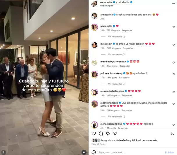 Micaela Bebin y su prometido tuvieron detallazo con Anna Carina en plena fiesta de compromiso Video: IG @annacarina
