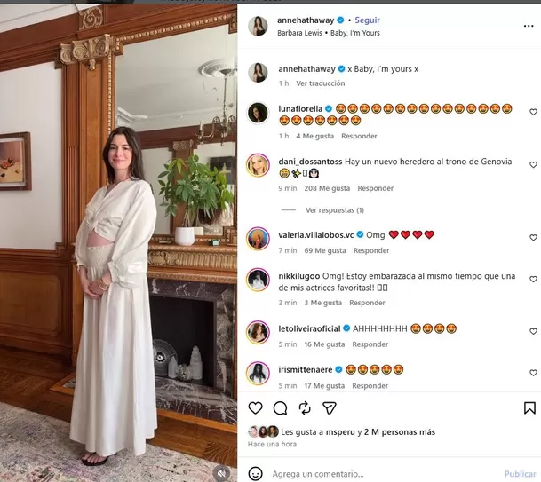 La actriz de "El diablo viste a la moda" compartió un video en redes sociales donde mostró su pancita y confirmó que agrandará la familia que formó junto a su esposo Adam Shulman. Foto: IG @annehathaway La actriz de "El diablo viste a la moda" compartió un video en redes sociales donde mostró su pancita y confirmó que agrandará la familia que formó junto a su esposo Adam Shulman. Foto: IG @annehathaway