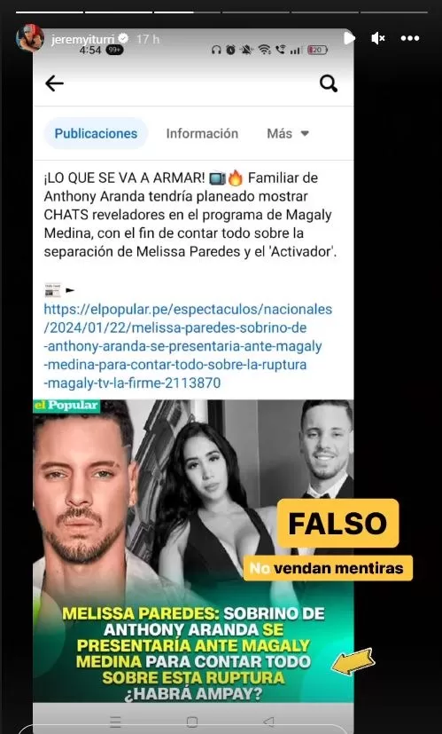 El coreógrafo y sobrino de Anthony Aranda, Jeremy Iturri negó que dará ninguna declaración al respecto/Foto: Instagram