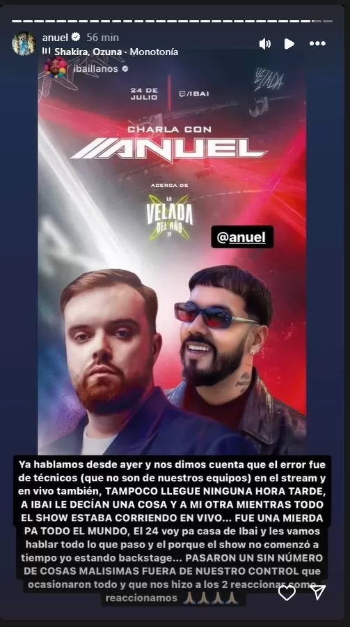 Anuel anunció que ya arregló sus diferencias con Ibai Llanos y se sentarán a conversar de los sucedido el próximo 24 de julio/Foto: Instagram