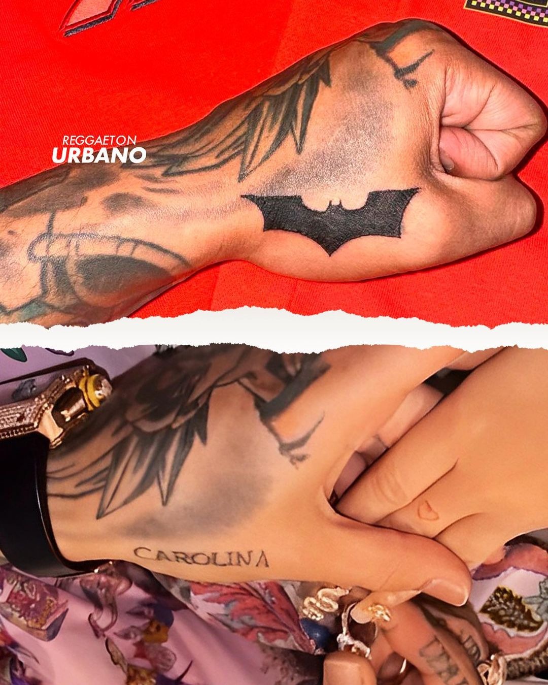 El nombre de Carolina que lucia Anuel AA ya no está más en su mano, ahora está la imagen de Batman/Foto: Instagram