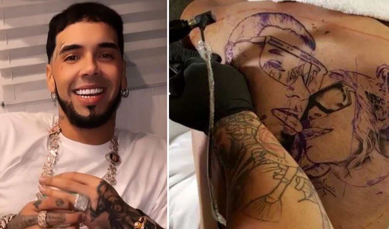 Anuel AA se cubre el tatuaje de Karol G que tenía en la espalda