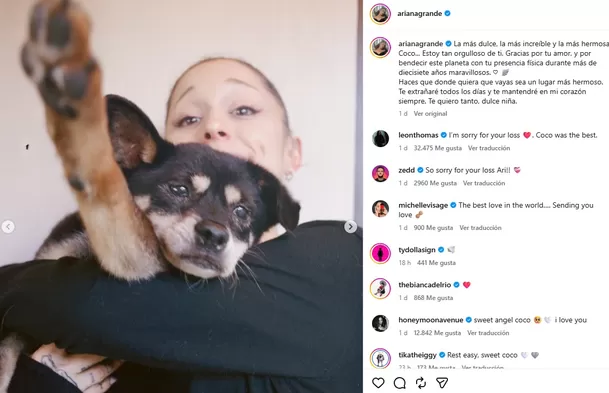 Ariana Grande lloró la muerte de Coco y le dedicó emotiva despedida/Captura Ariana Grande lloró la muerte de Coco y le dedicó emotiva despedida/Captura