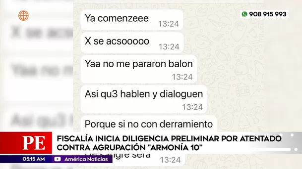 Mensajes extorsivos que recibieron integrantes de 'Armonía 10'/Foto: América Noticias