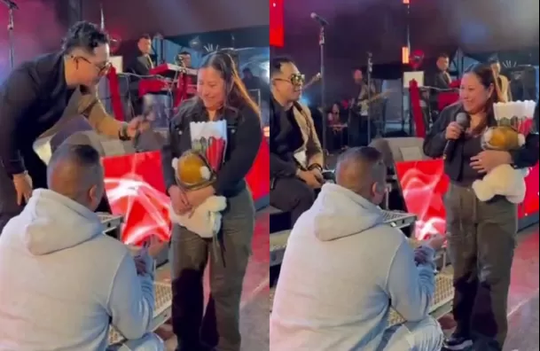 Una mujer rechazó la propuesta de matrimonio de su pareja en pleno concierto de Armonía 10 / Captura