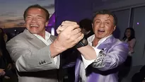 Arnold Schwarzenegger apoya a Sylvester Stallone. Foto: Composici&oacute;n