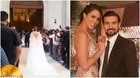 Así fue la llegada de Karen Schwarz a su boda religiosa con Ezio Oliva