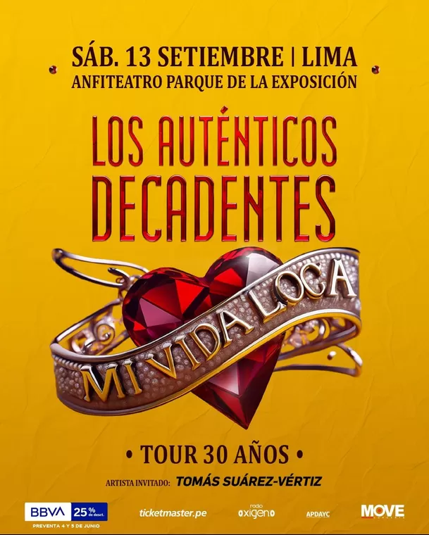 Los Auténticos Decadentes se llevará a cabo el 13 de septiembre / Difusión