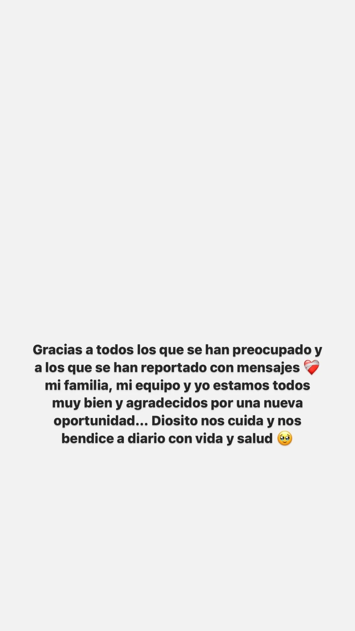 Mensaje de Karol G agradeciéndole a sus seguidores las muestras de preocupación/Foto: Instagram