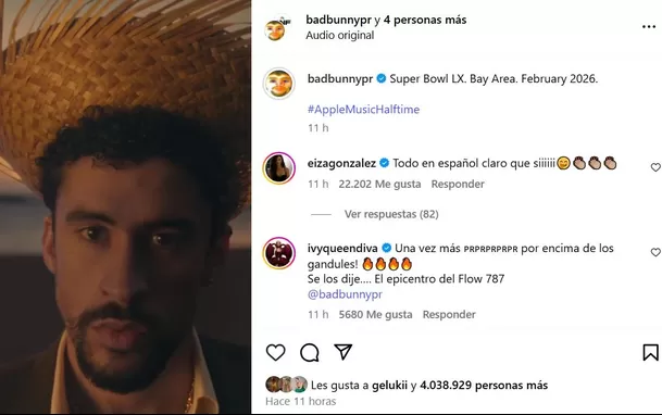 Bad Bunny actuará en el medio tiempo del Super Bowl / Instagram Bad Bunny actuará en el medio tiempo del Super Bowl / Instagram