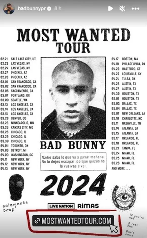 Bad Bunny anunció su regreso a los escenarios con nueva gira ‘Most wanted tour’